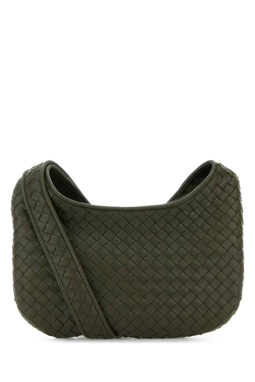Bottega Veneta Men Army Green Leather Small Veneto Crossbody Bag