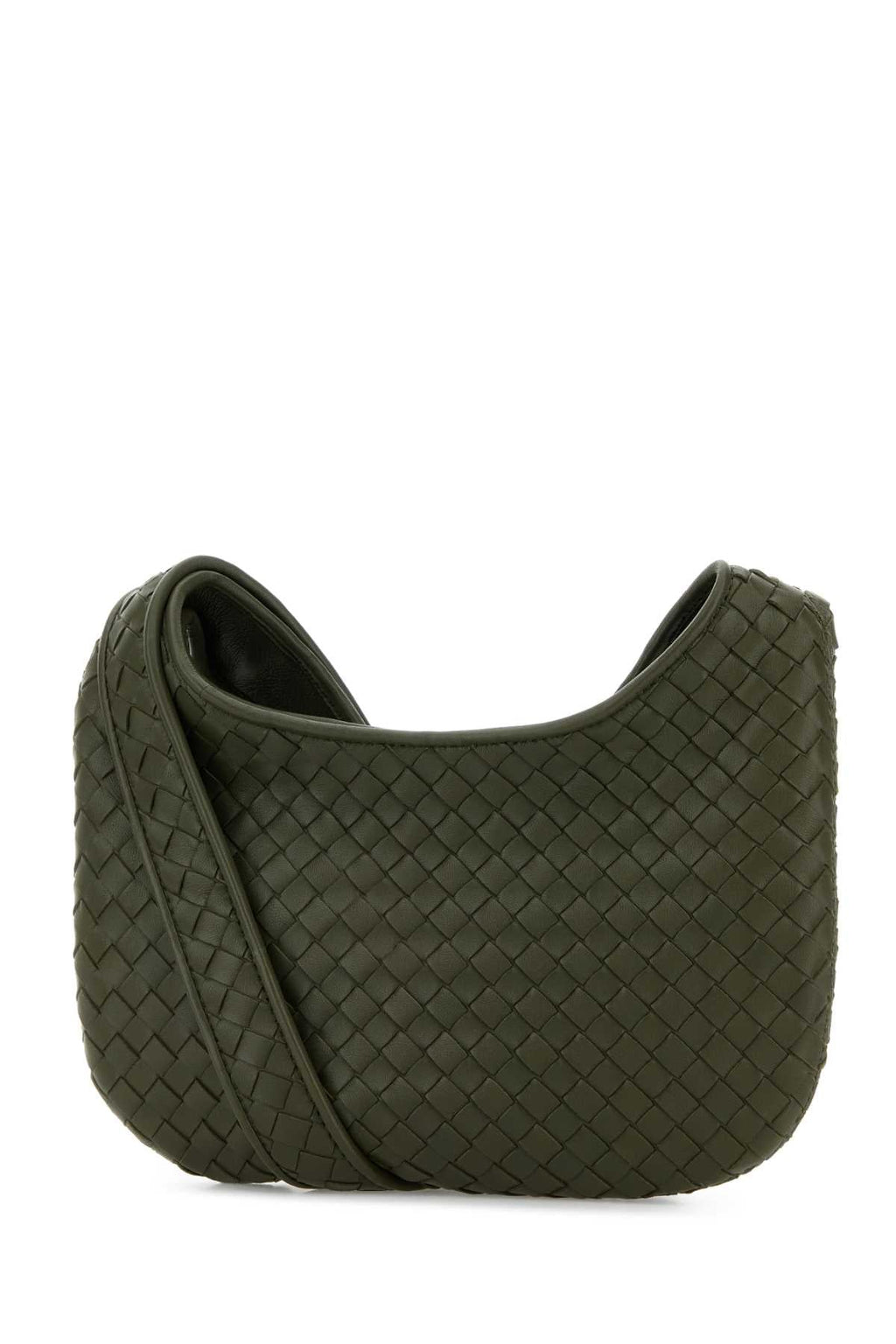 Bottega Veneta Men Army Green Leather Small Veneto Crossbody Bag