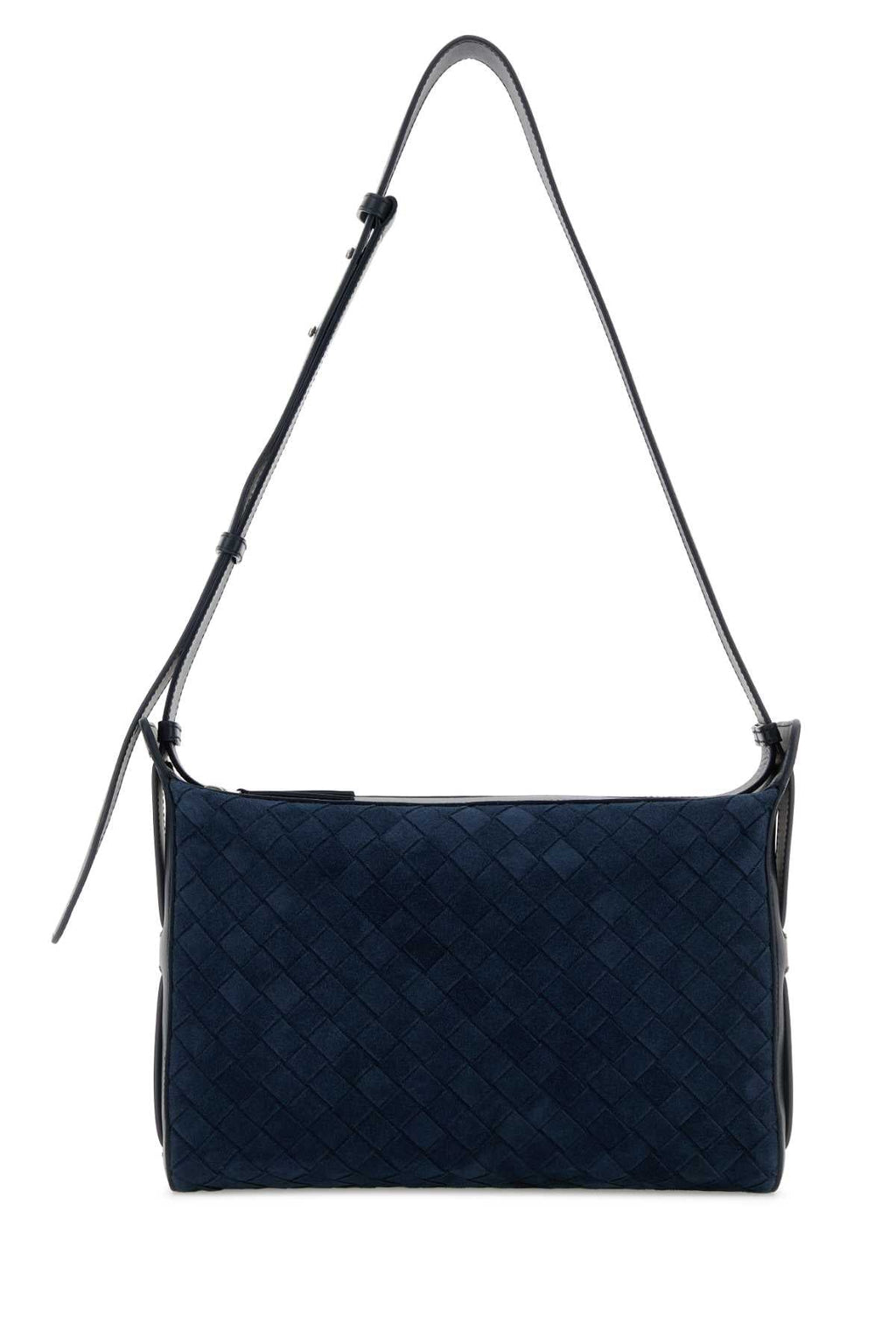 Bottega Veneta Men Navy Blue Suede Tribeca Handle Crossbody Bag