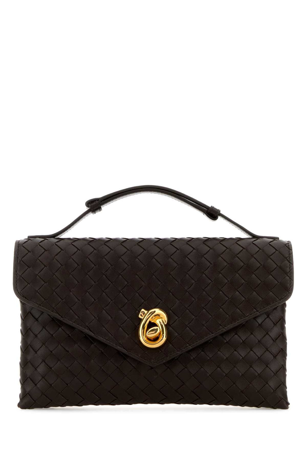 Bottega Veneta Women Dark Brown Leather Knot Lock Handbag
