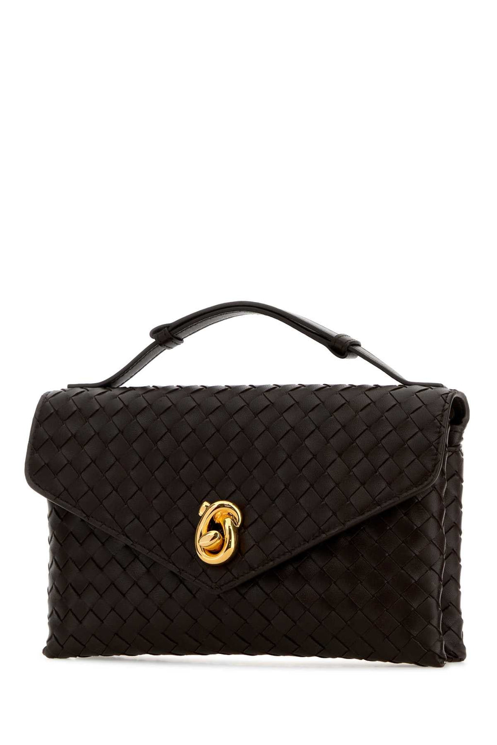 Bottega Veneta Women Dark Brown Leather Knot Lock Handbag