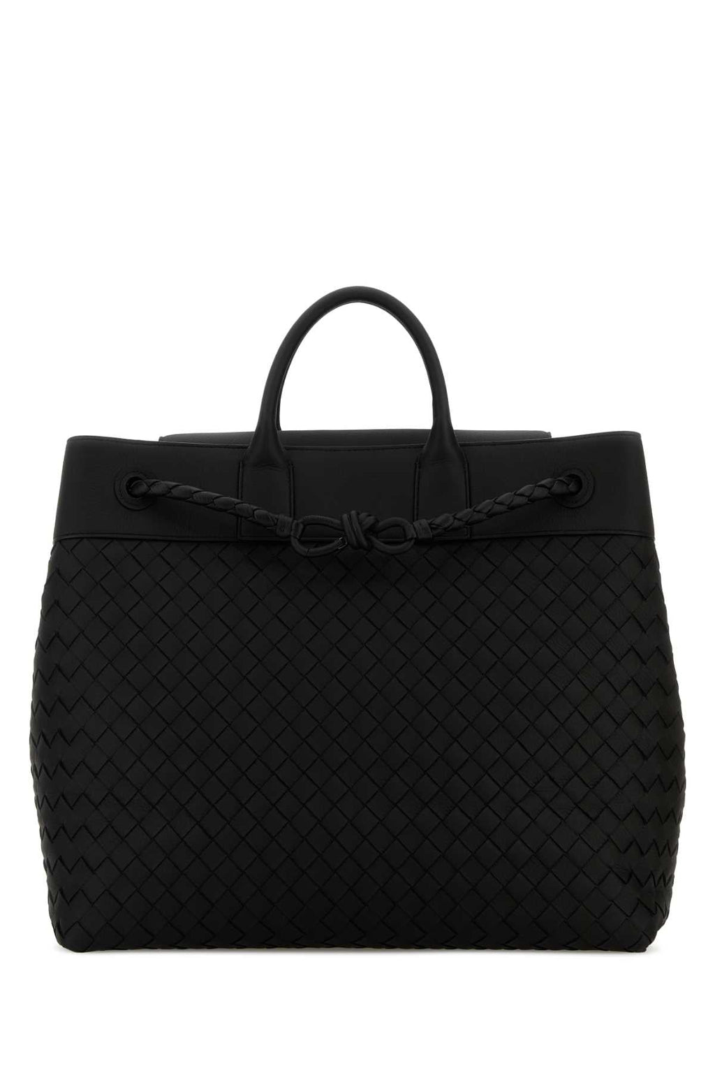 Bottega Veneta Men Black Leather Andiamo Voyager Travel Bag