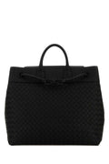 Bottega Veneta Men Black Leather Andiamo Voyager Travel Bag