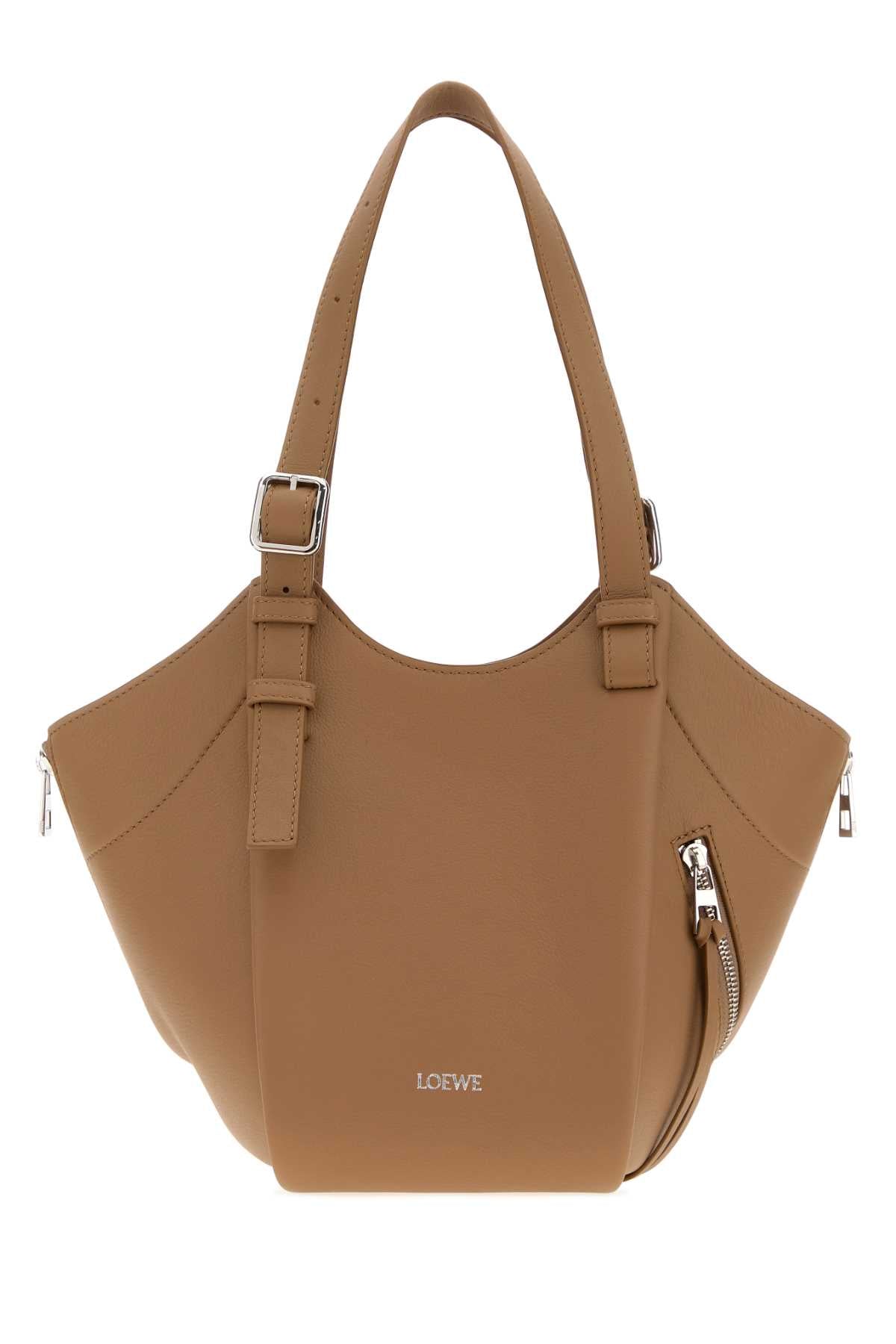 Loewe Women Camel Leather Hammock Flip Handbag