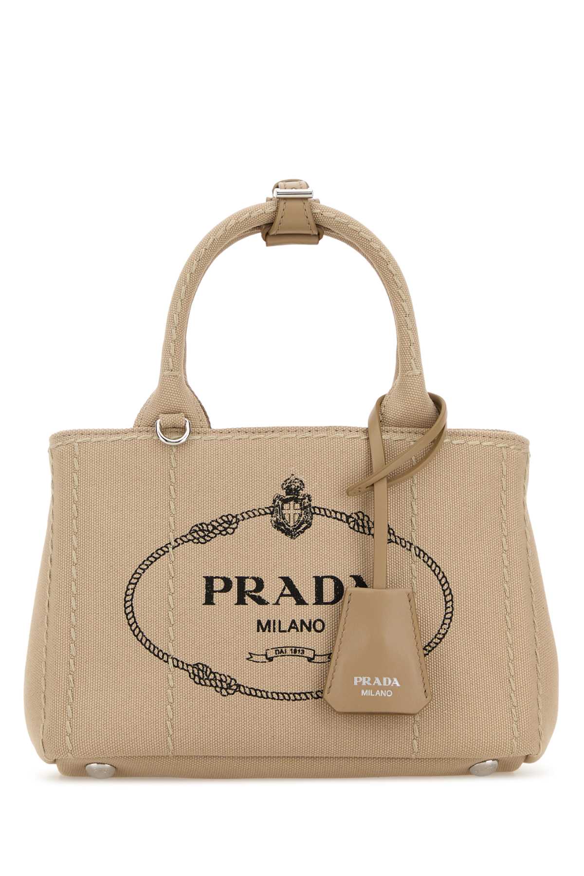 Prada Women Beige Canvas Mini Prada Jardiniã¨Re Handbag