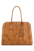 Prada Women Orange Leather Shopping Bag