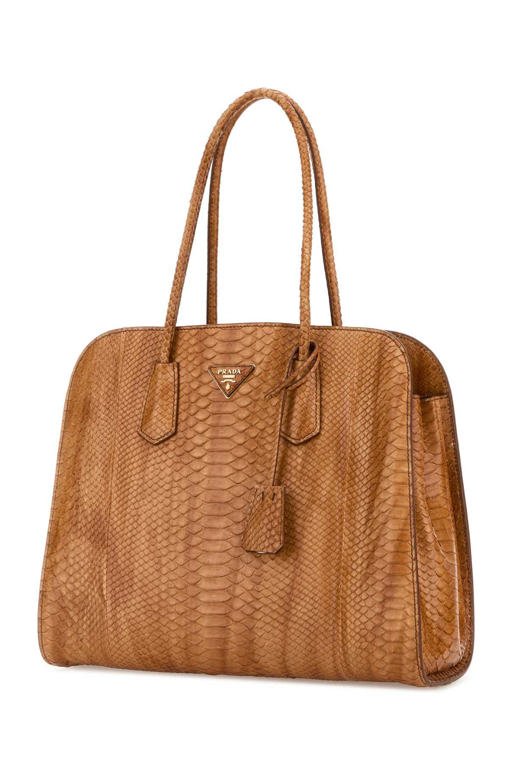 Prada Women Orange Leather Shopping Bag