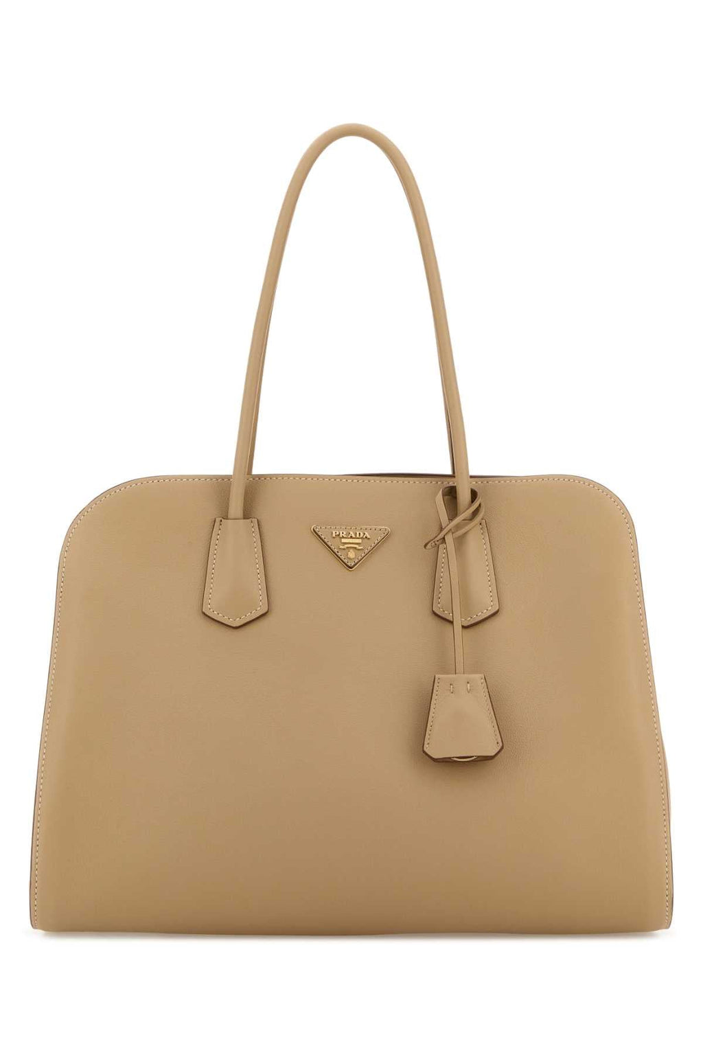 Prada Women Beige Leather Shopping Bag