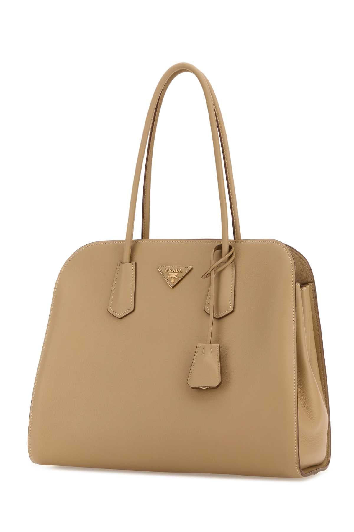 Prada Women Beige Leather Shopping Bag