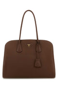 Prada Women Chocolate Leather Shopping Bag