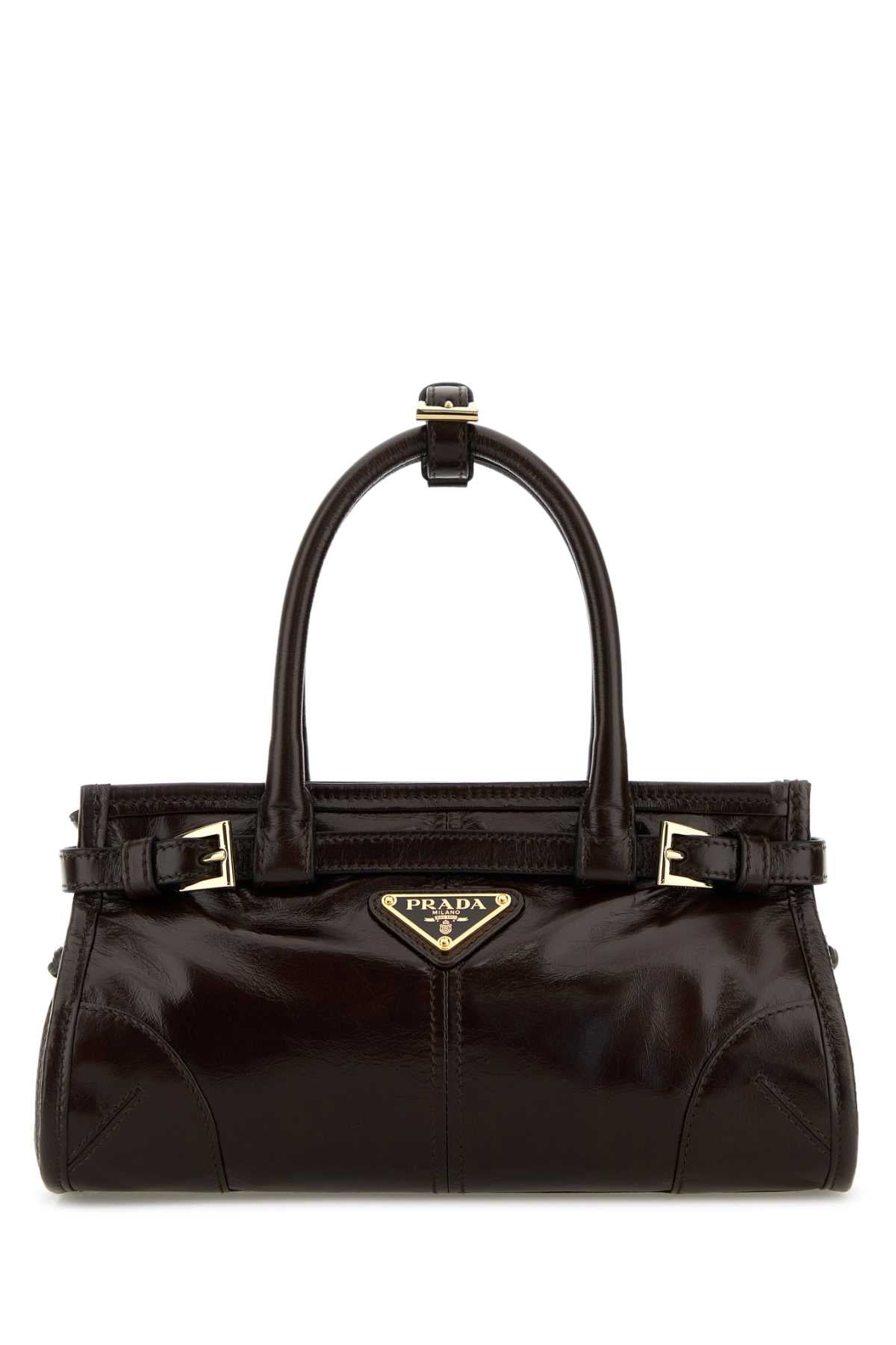 Prada Women Dark Brown Leather Mini Prada Bonnie Handbag