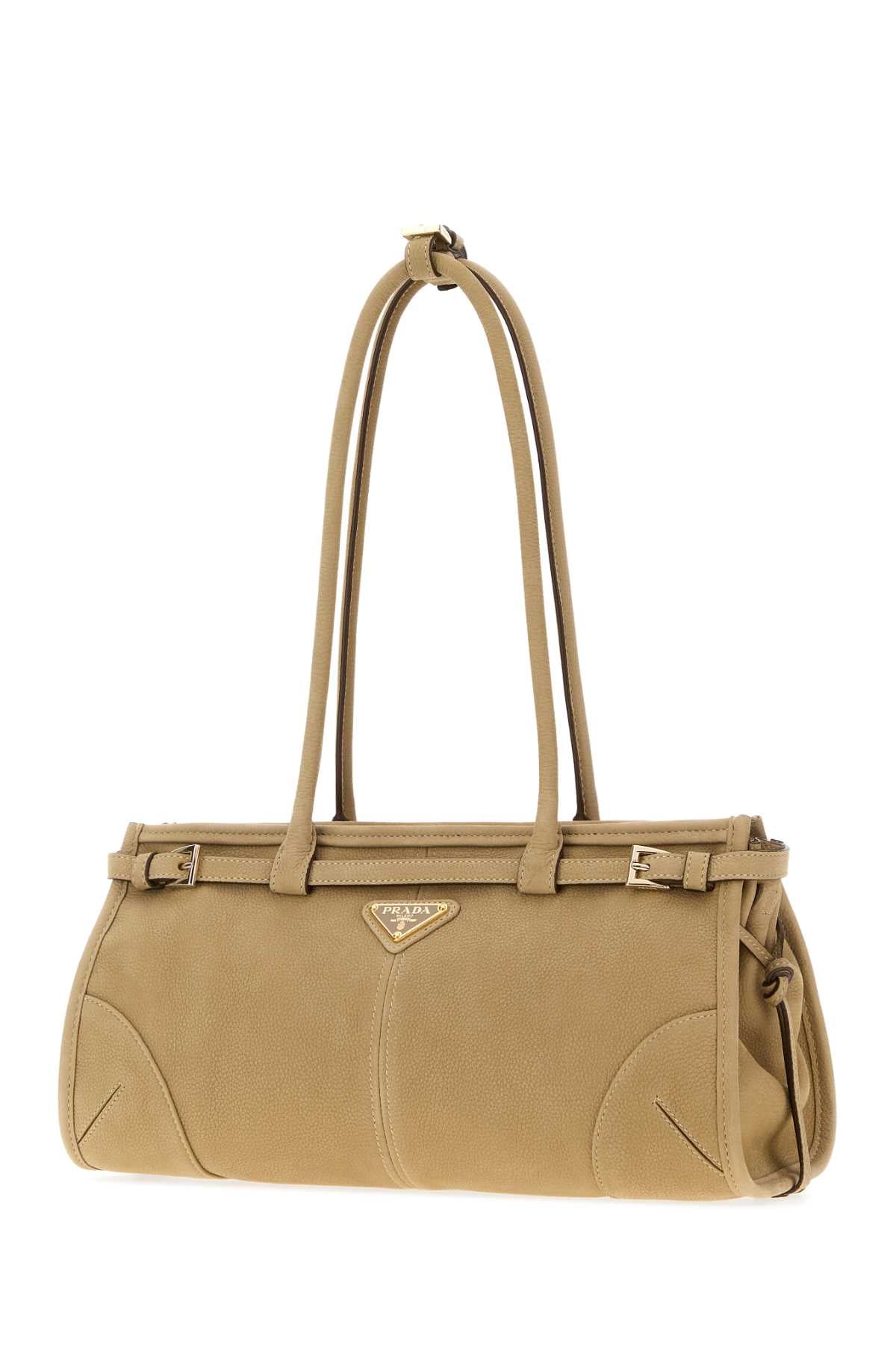 Prada Women Beige Nabuk Prada Bonnie Shoulder Bag