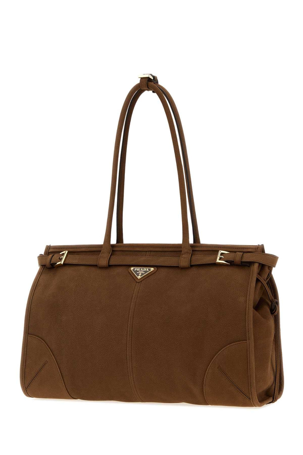 Prada Women Brown Nabuk Large Prada Bonnie Shopping Bag