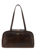 Prada Women Dark Brown Leather Large Prada Carry Shoulder Bag