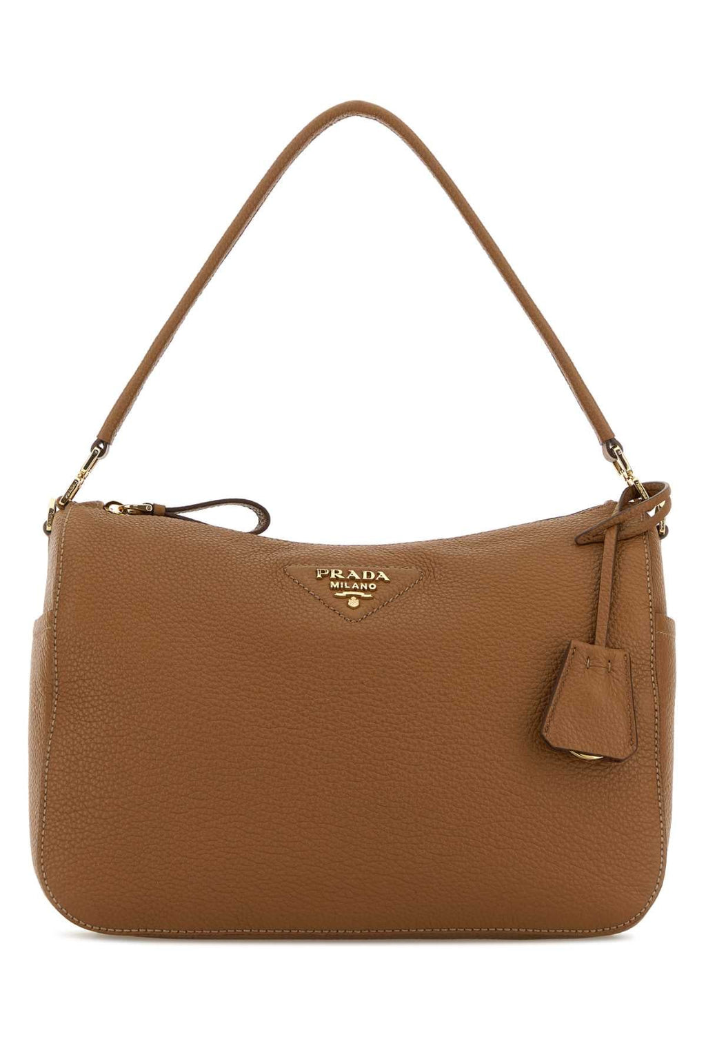 Prada Women Camel Leather Medium Shoulder Bag