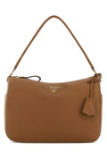 Prada Women Camel Leather Medium Shoulder Bag