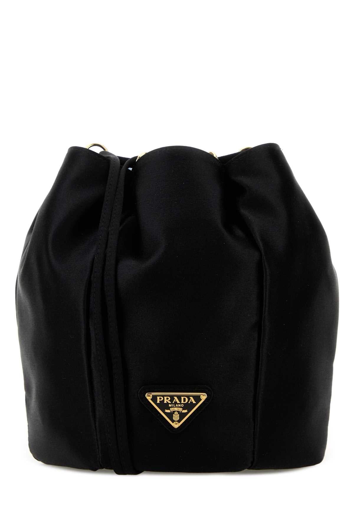 Prada Women Black Satin Bucket Bag