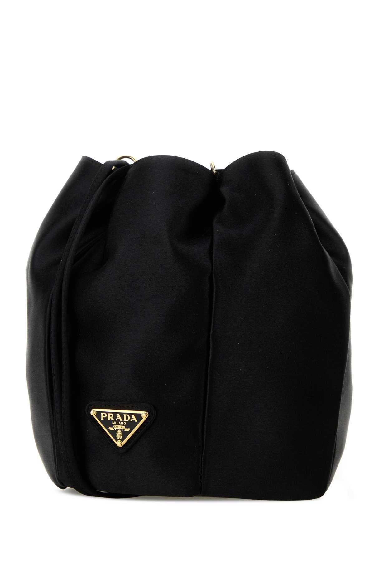 Prada Women Black Satin Bucket Bag