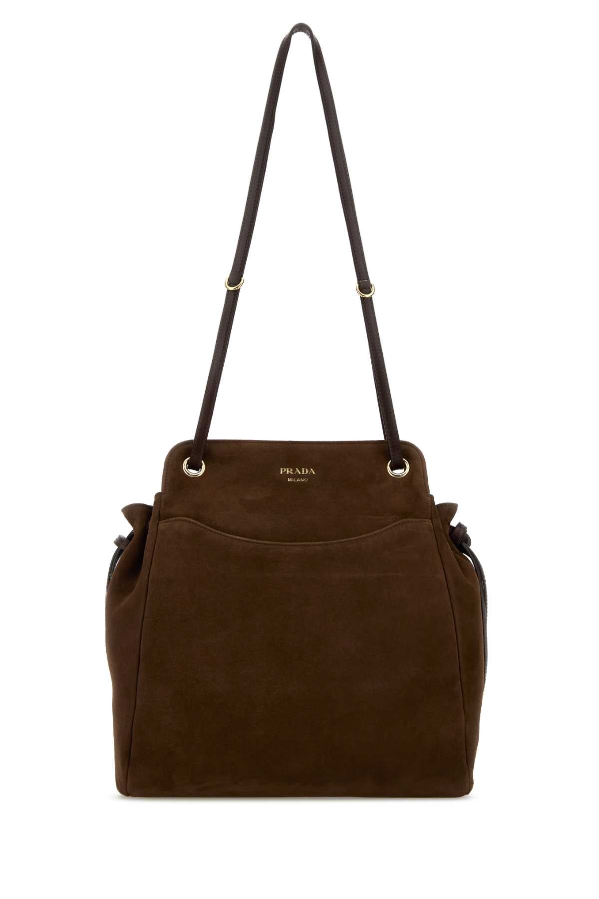 Prada Women Brow Suede Medium Prada Carry Bucket Bag