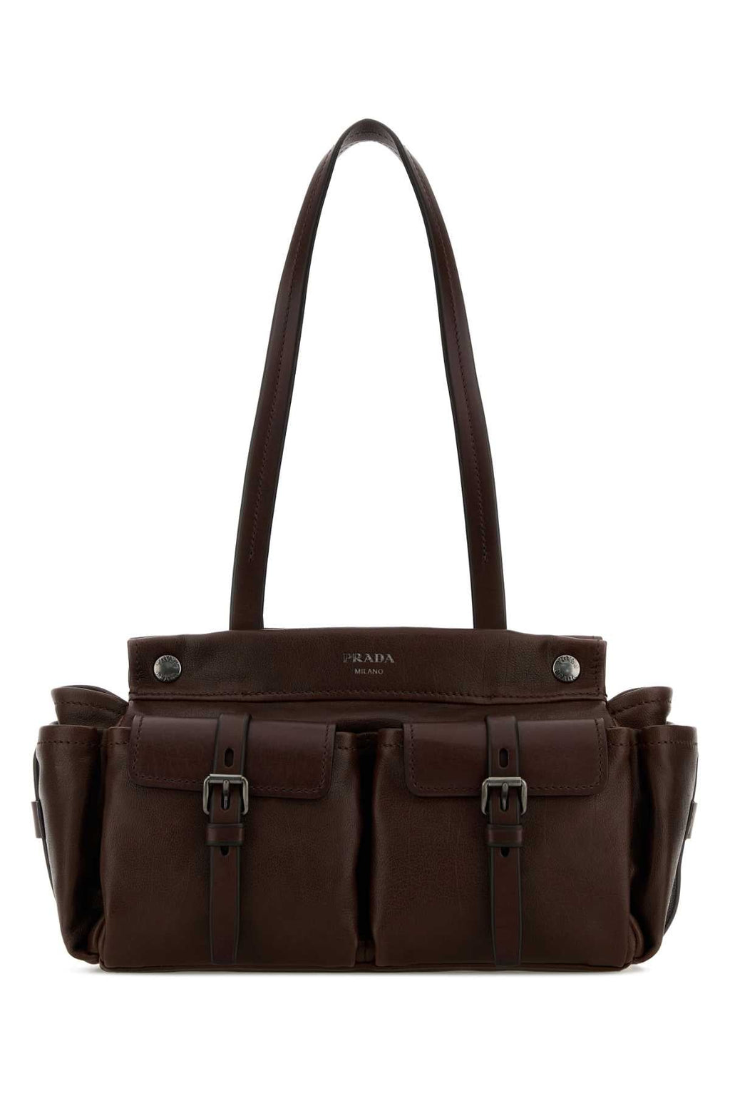 Prada Women Chocolate Leather Medium Prada Route Shopping Bag