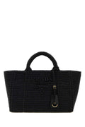 Prada Women Black Raffia Shopping Bag