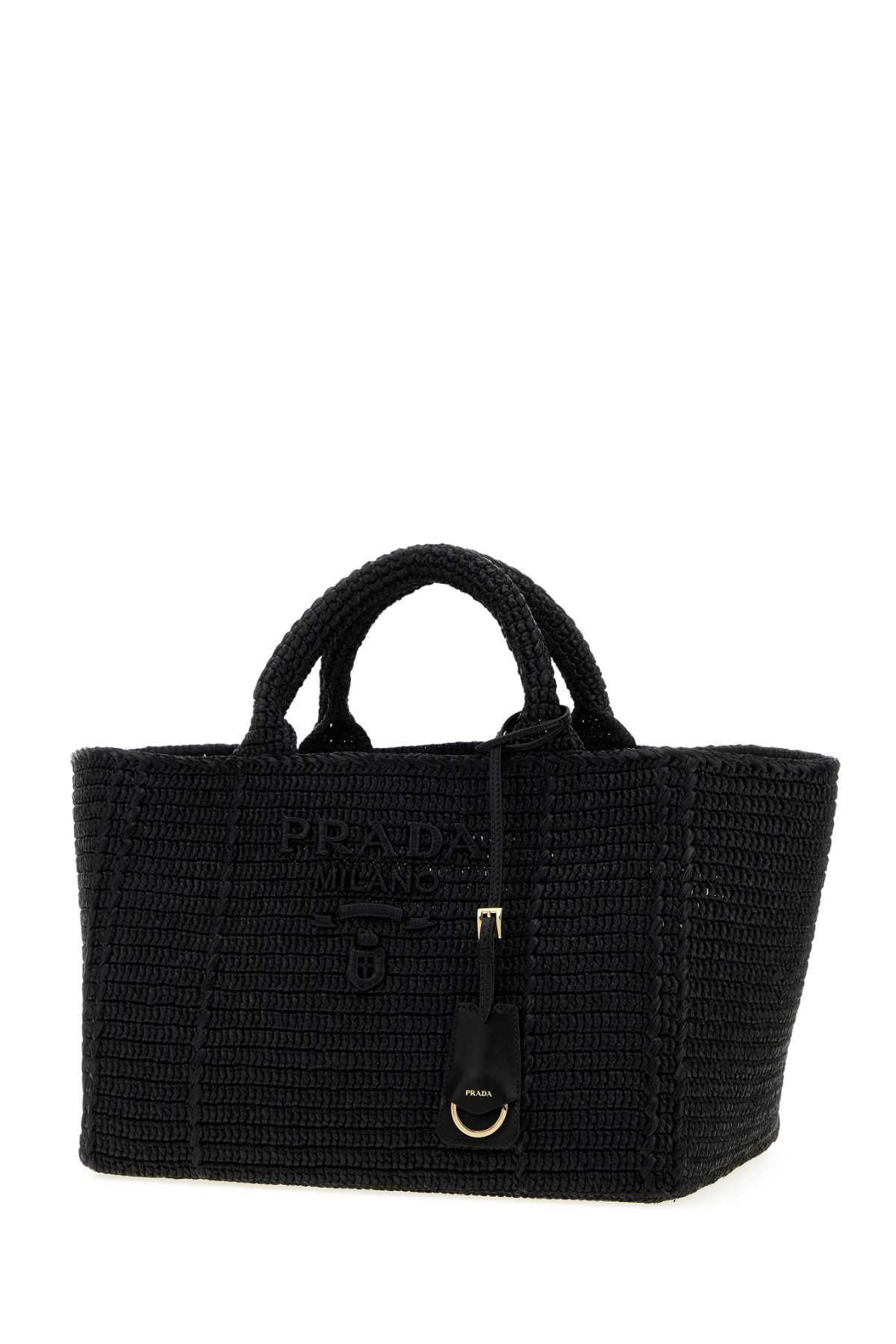 Prada Women Black Raffia Shopping Bag