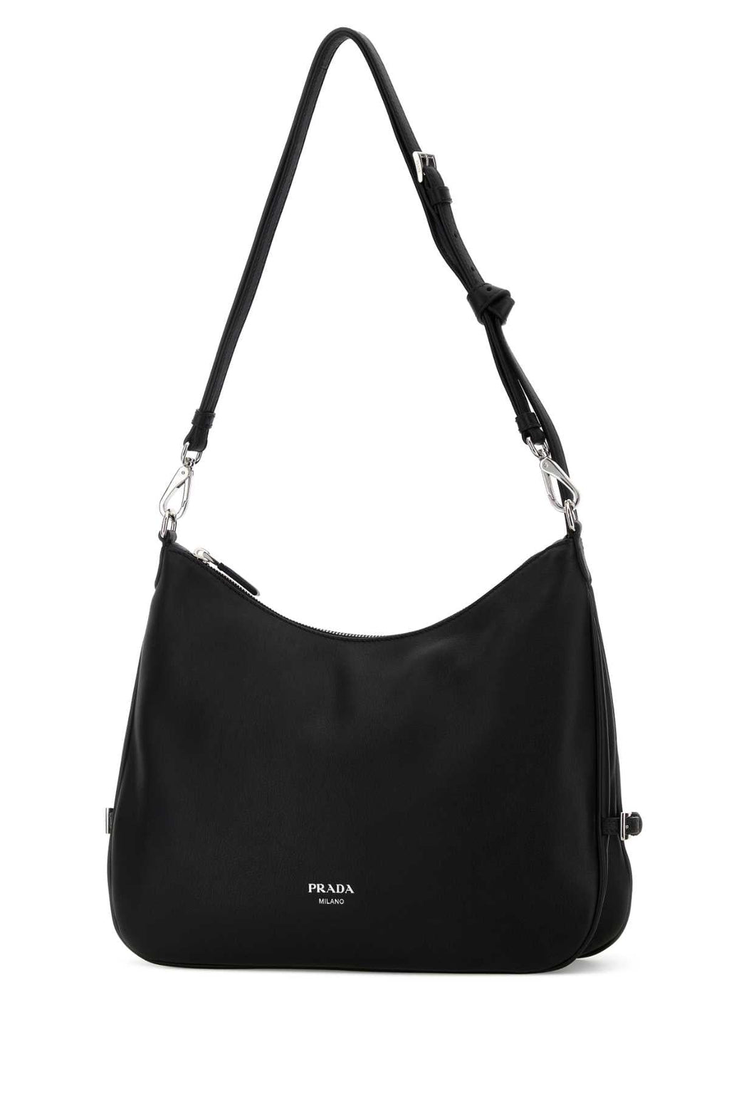 Prada Women Black Leather Large Prada Fold Shopping Bag