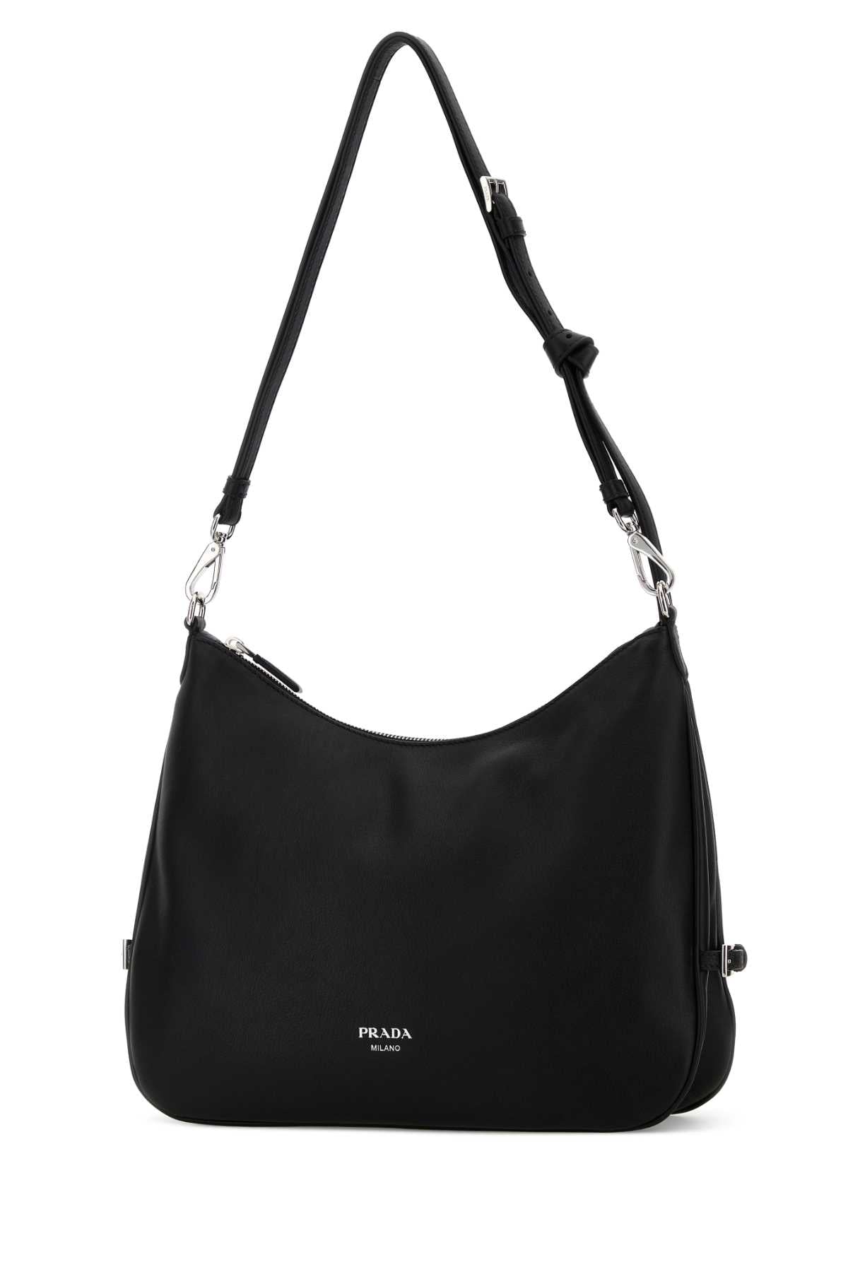 Prada Women Black Leather Large Prada Fold Shopping Bag