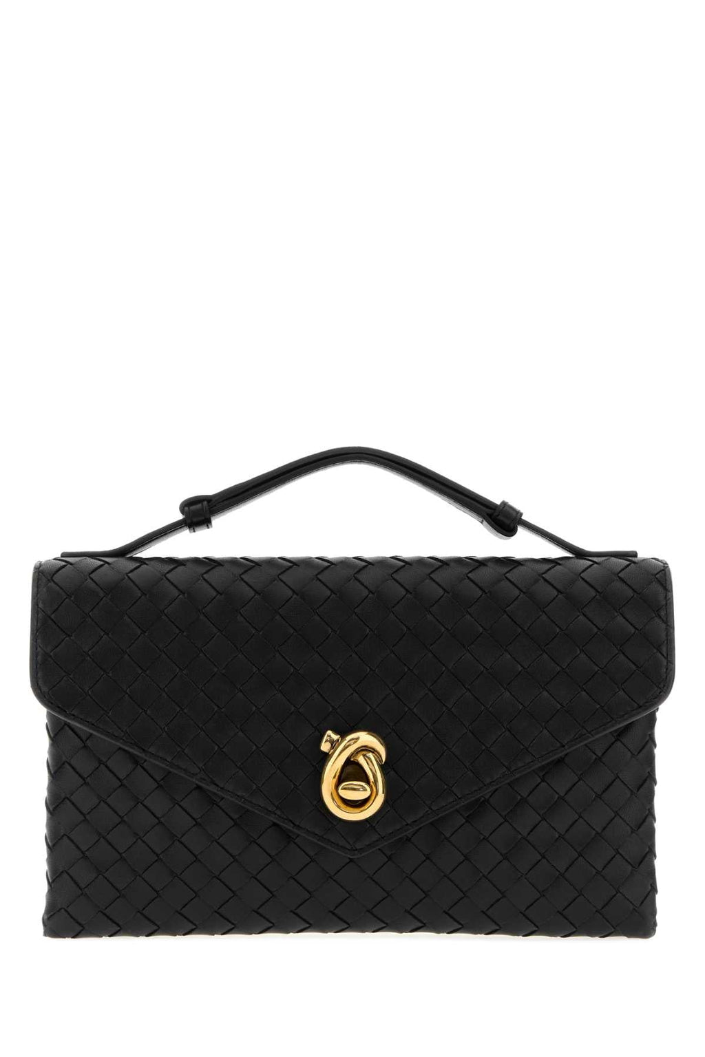 Bottega Veneta Women Black Leather Knot Lock Handbag