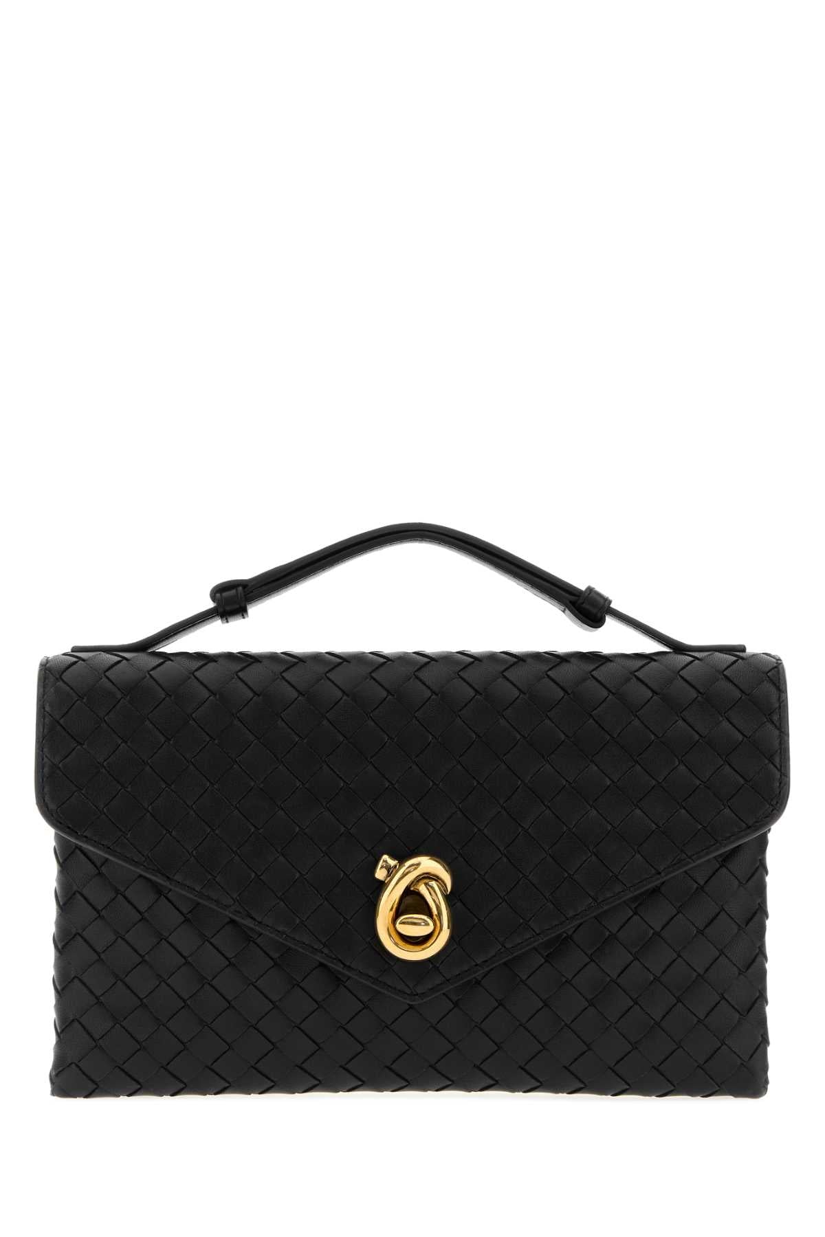 Bottega Veneta Women Black Leather Knot Lock Handbag