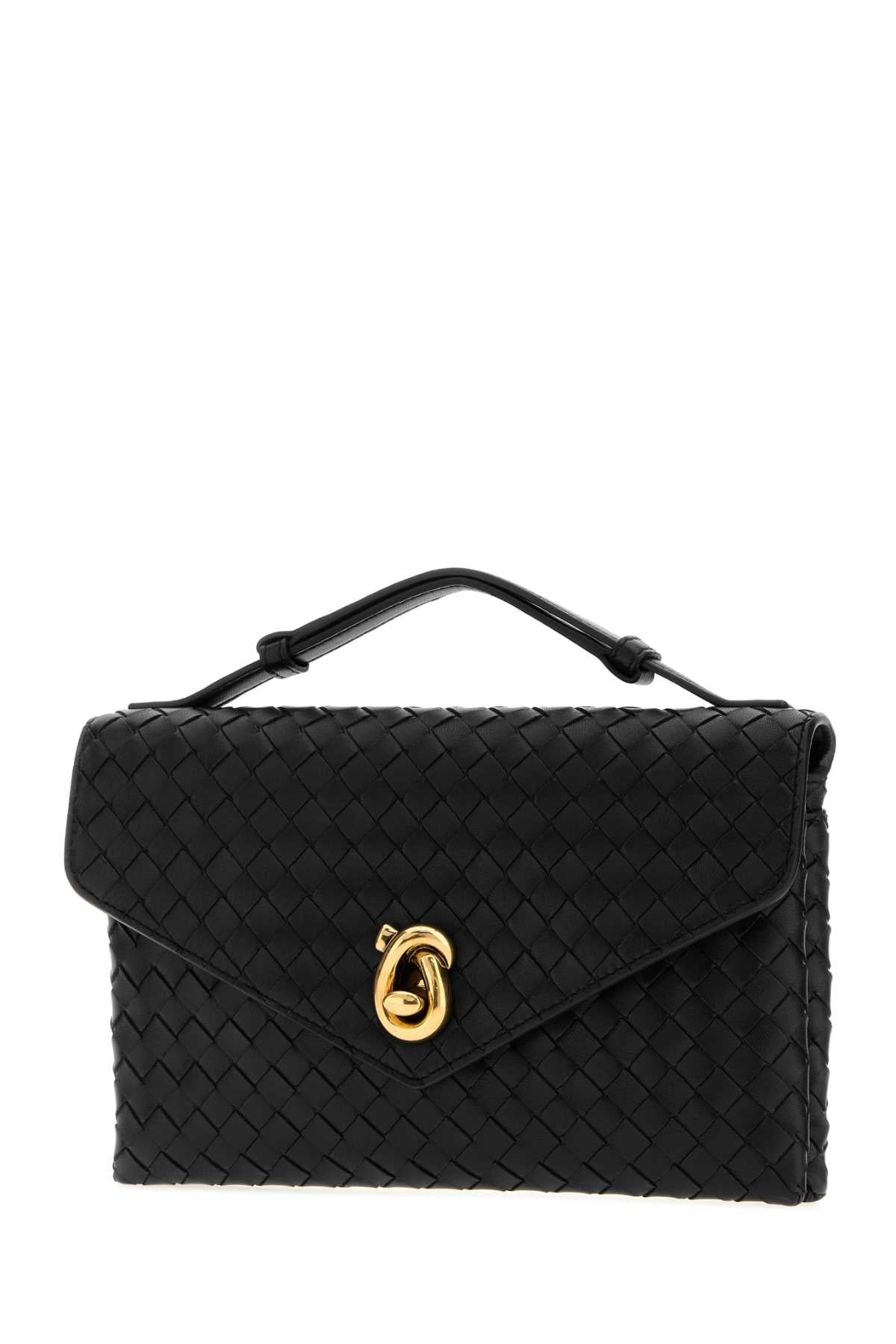 Bottega Veneta Women Black Leather Knot Lock Handbag
