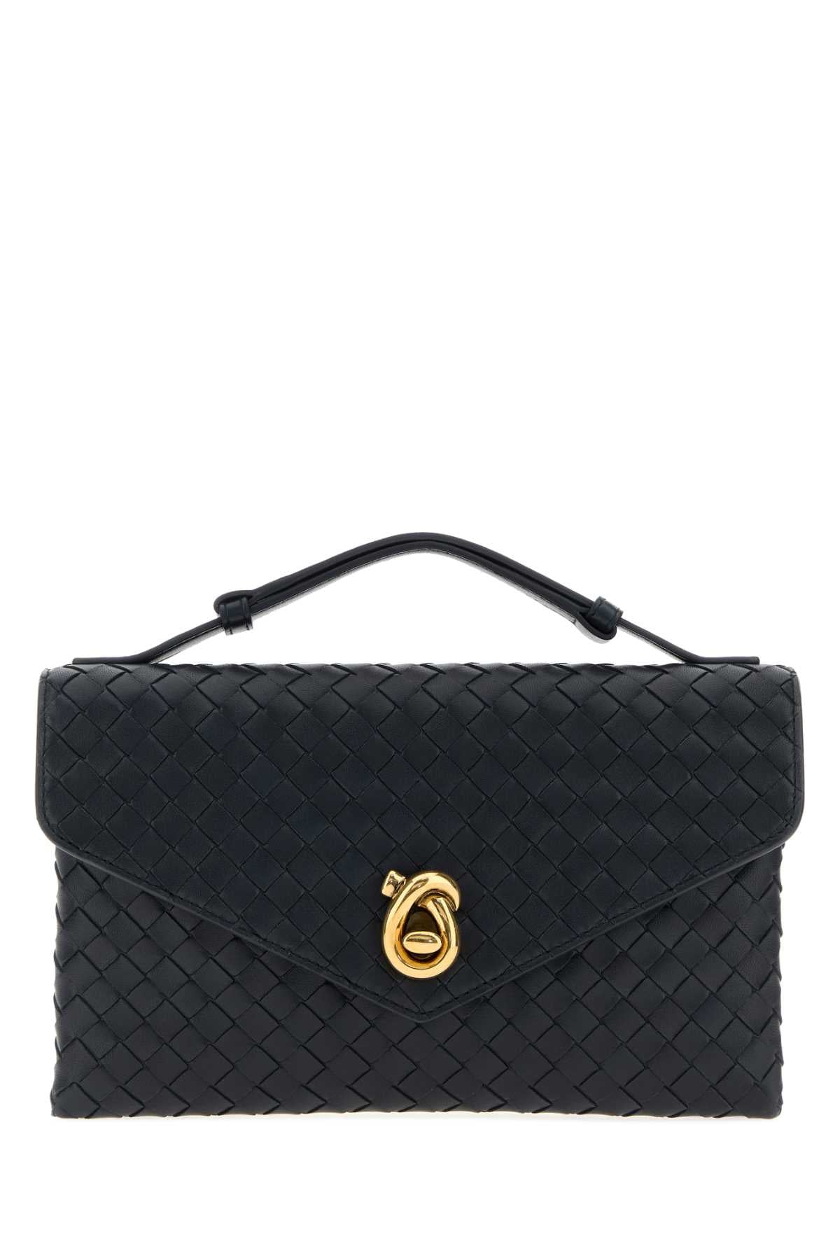 Bottega Veneta Women Midnight Blue Leather Knot Lock Handbag