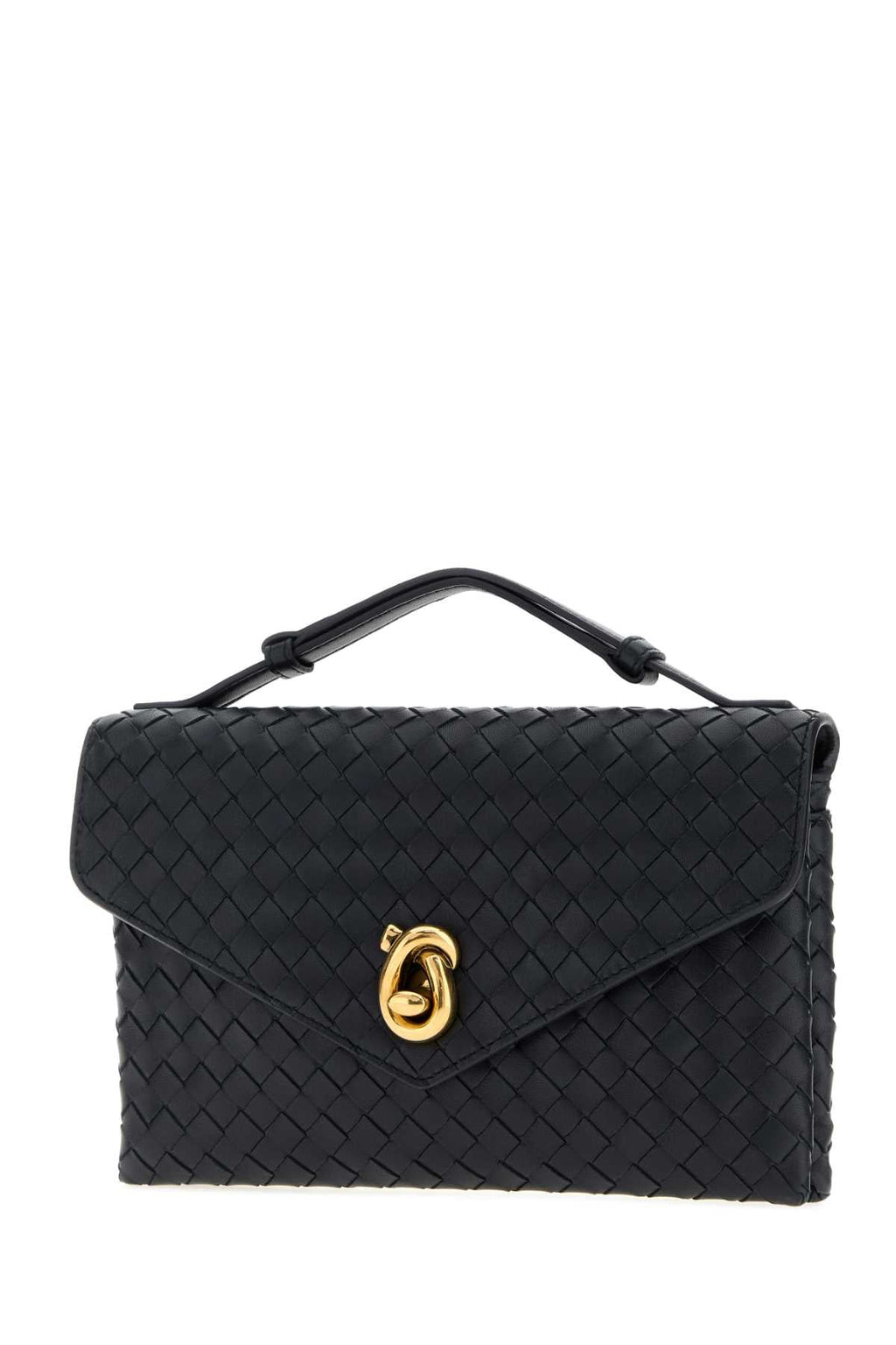 Bottega Veneta Women Midnight Blue Leather Knot Lock Handbag