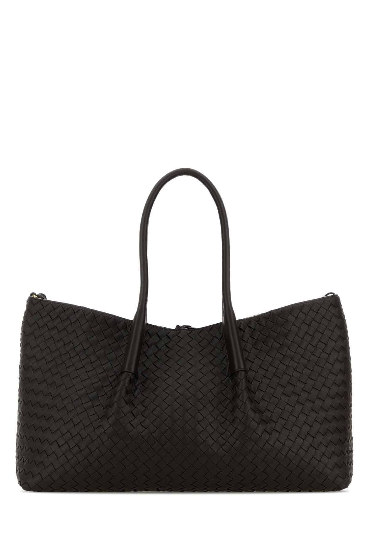 Bottega Veneta Women Black Leather Pinacoteca Shopping Bag