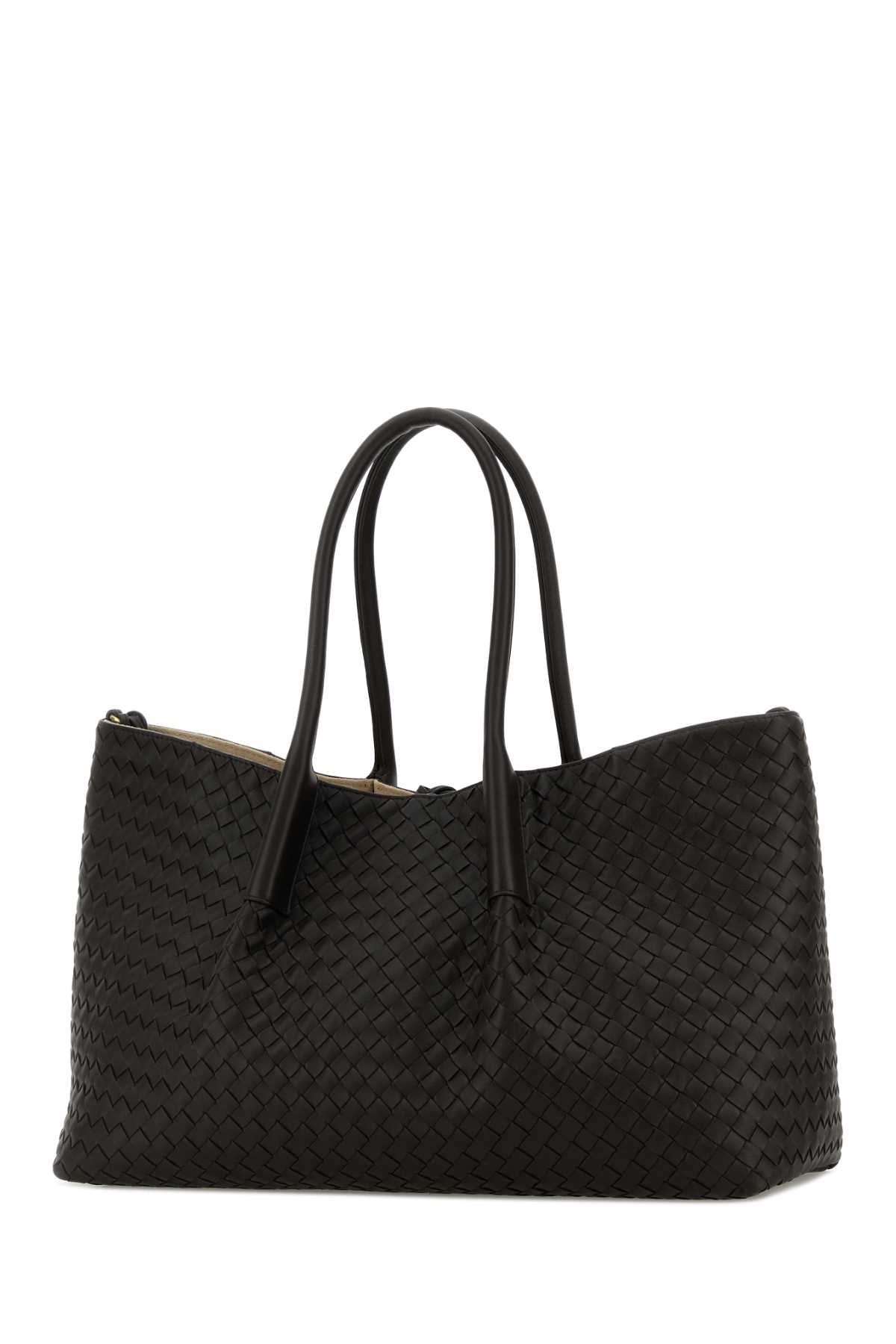 Bottega Veneta Women Black Leather Pinacoteca Shopping Bag