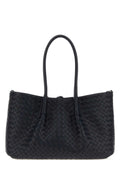 Bottega Veneta Women Midnight Blue Leather Pinacoteca Reversible Shopping Bag