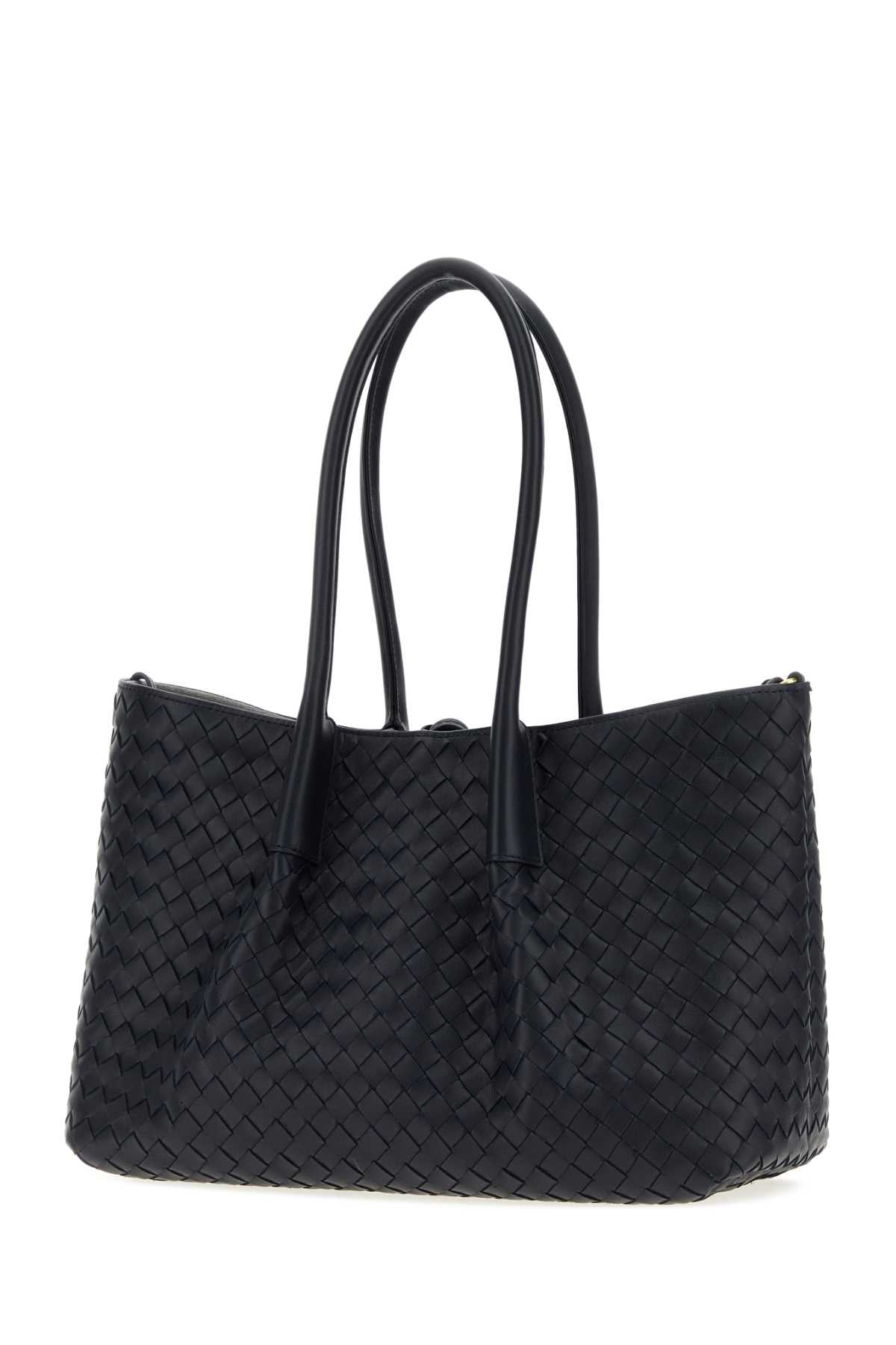 Bottega Veneta Women Midnight Blue Leather Pinacoteca Reversible Shopping Bag