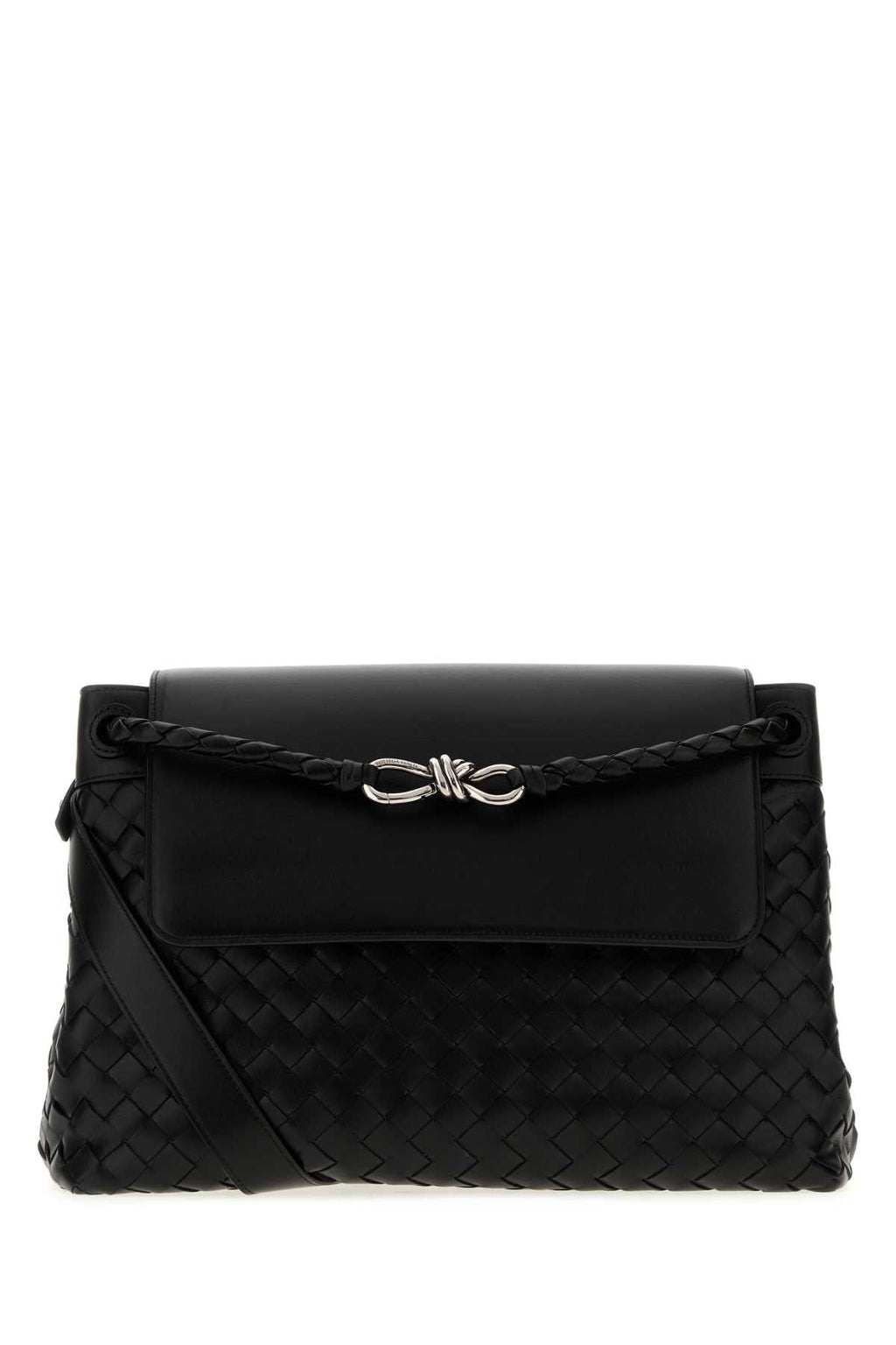 Bottega Veneta Men Black Leather Medium Andiamo Crossbody Bag
