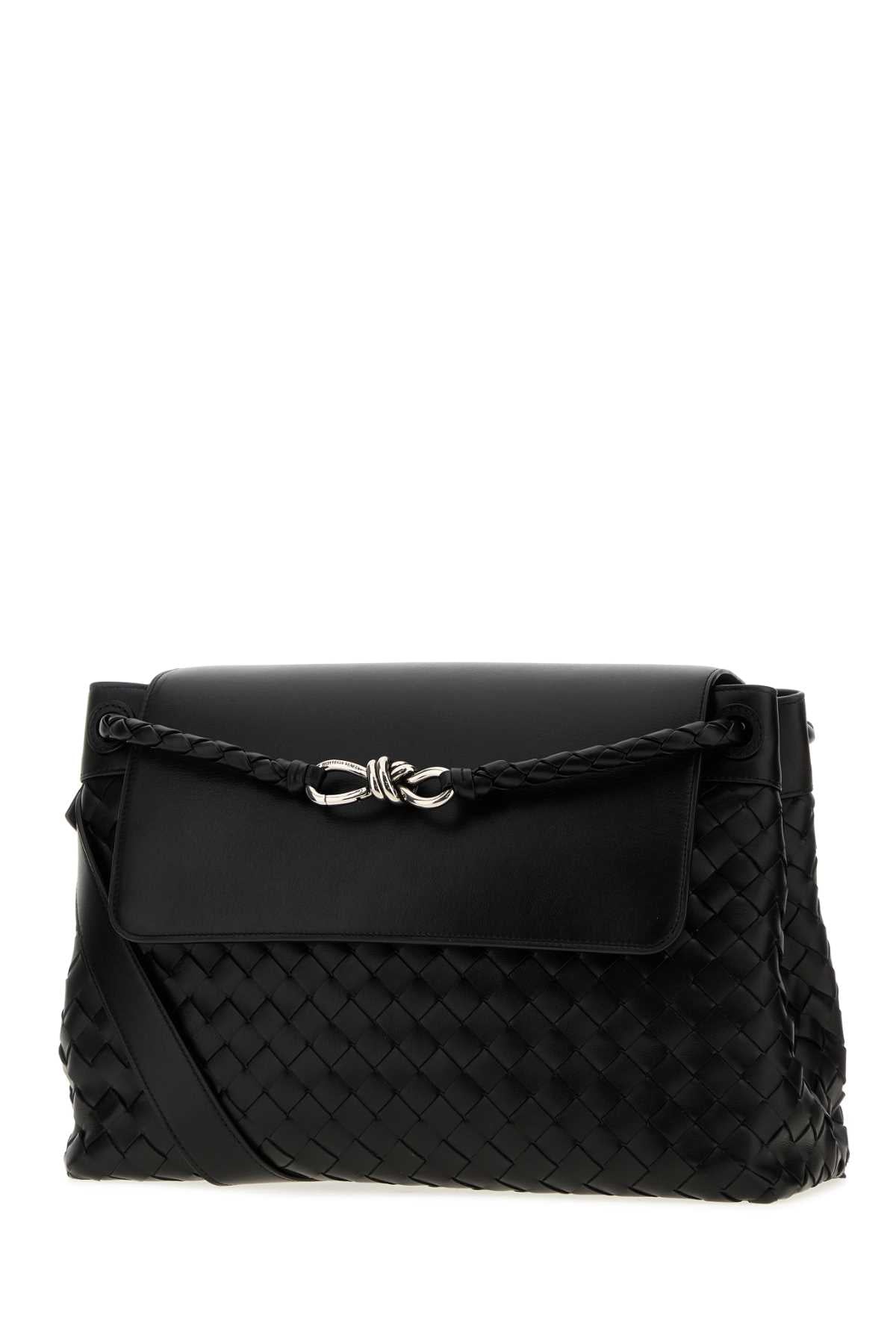 Bottega Veneta Men Black Leather Medium Andiamo Crossbody Bag