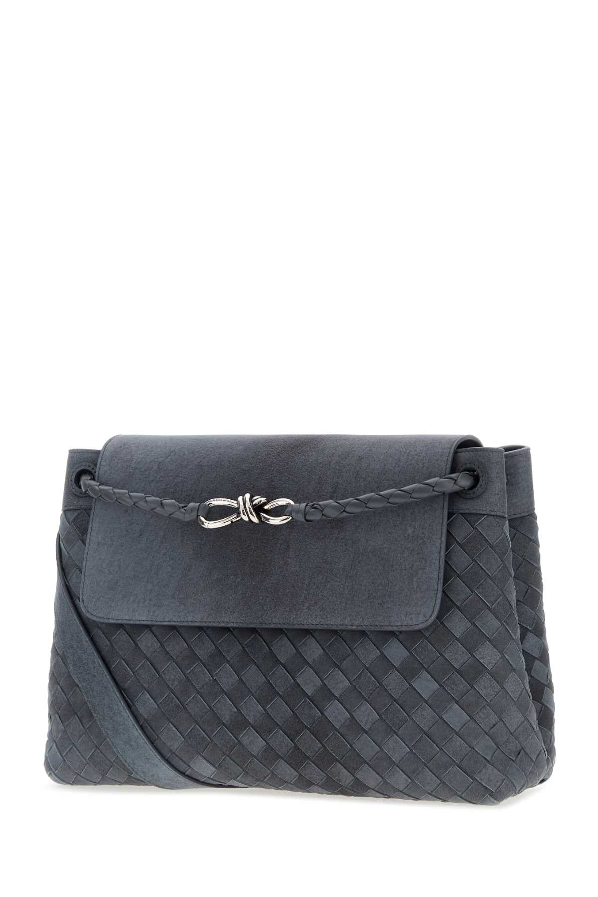 Bottega Veneta Men Air Force Blue Suede Andiamo Messenger Shopping Bag