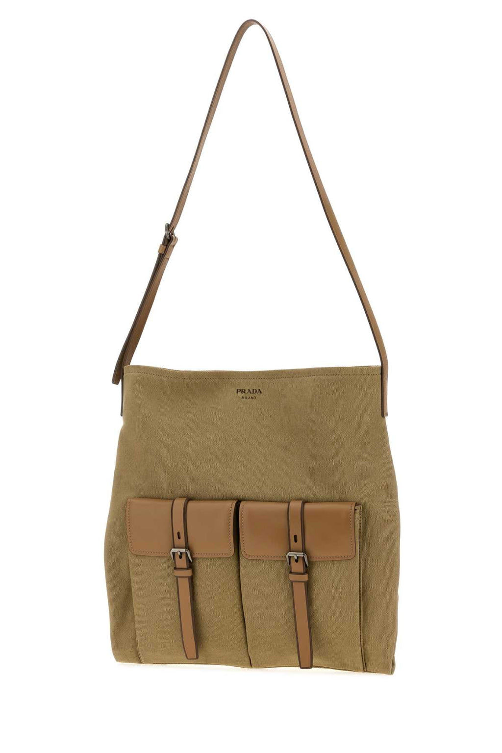 Prada Men Khaki Canvas Prada Route Shopping Bag