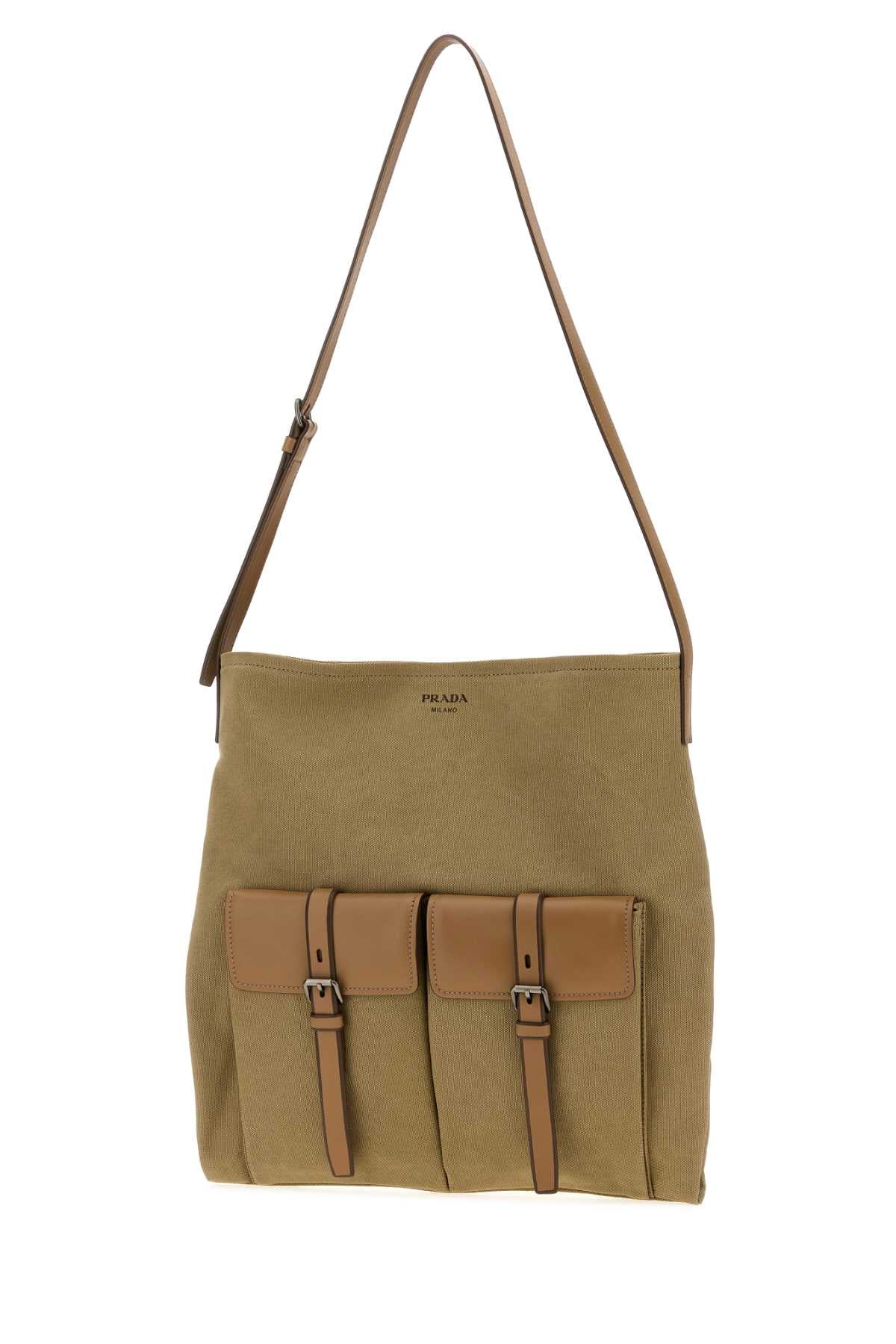 Prada Men Khaki Canvas Prada Route Shopping Bag