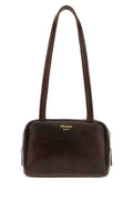 Prada Women Dark Brown Leather Mini  Prada Carry Shoulder Bag