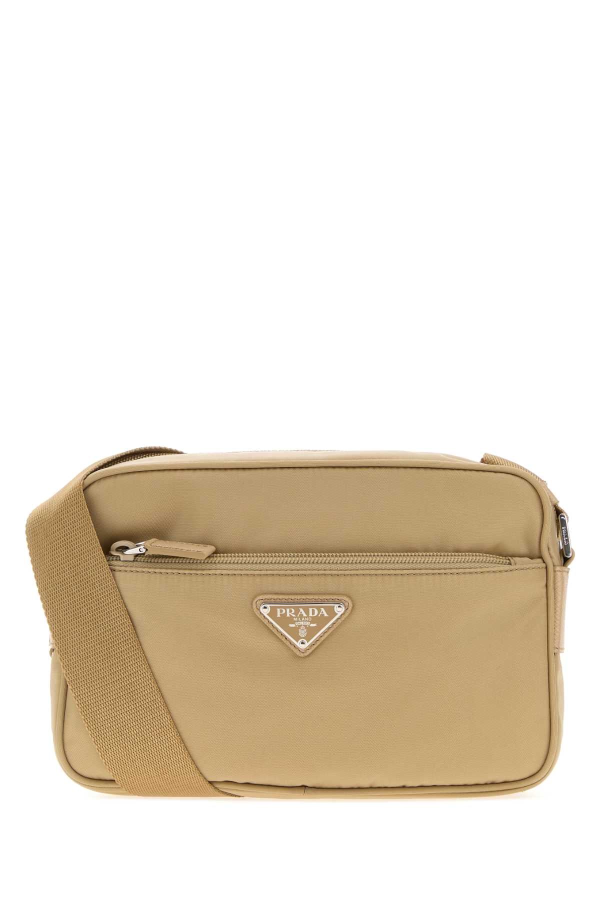 Prada Women Beige Re-Nylon Crossbody Bag