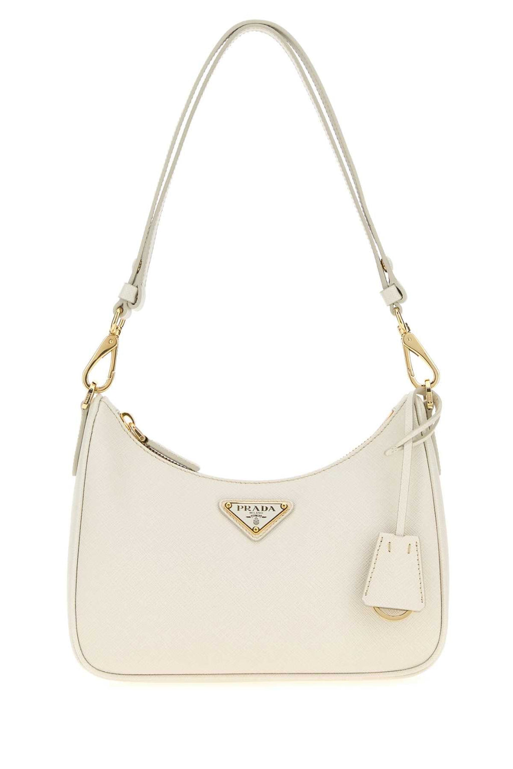 Prada Women Ivory Leather Mini Prada Re-Edition Shoulder Bag