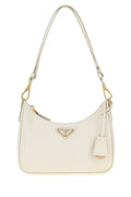 Prada Women Ivory Leather Mini Prada Re-Edition Shoulder Bag