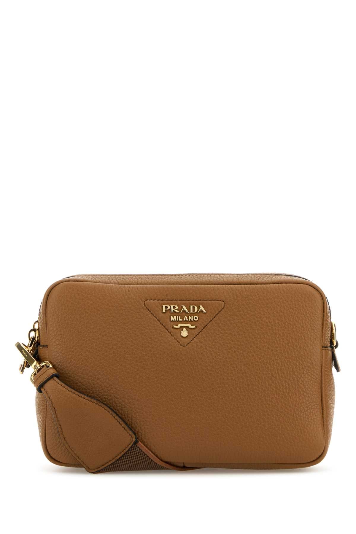 Prada Women Caramel Leather Crossbody Bag