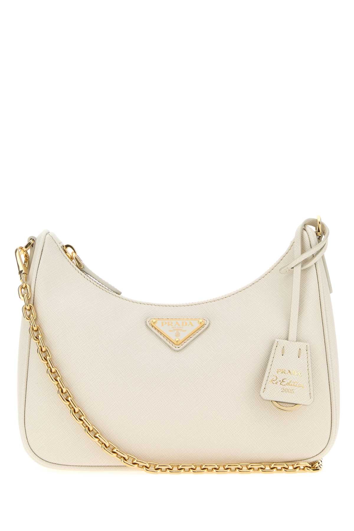 Prada Women Ivory Leather Re-Edition 2005 Shoulder Bag