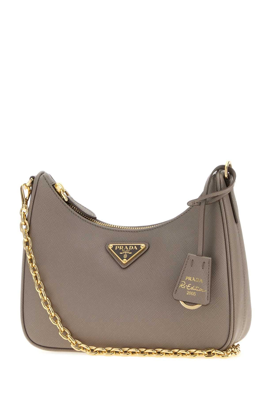 Prada Women Dark Grey Leather Re-Edition 2005 Shoulder Bag