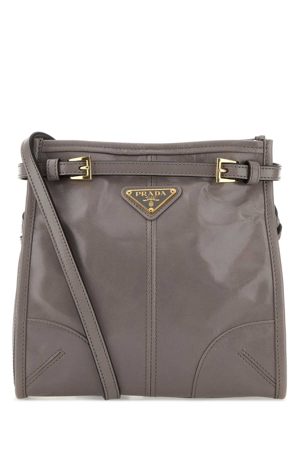 Prada Women Dove Grey Leather Mini Prada Bonnie Crossbody Bag
